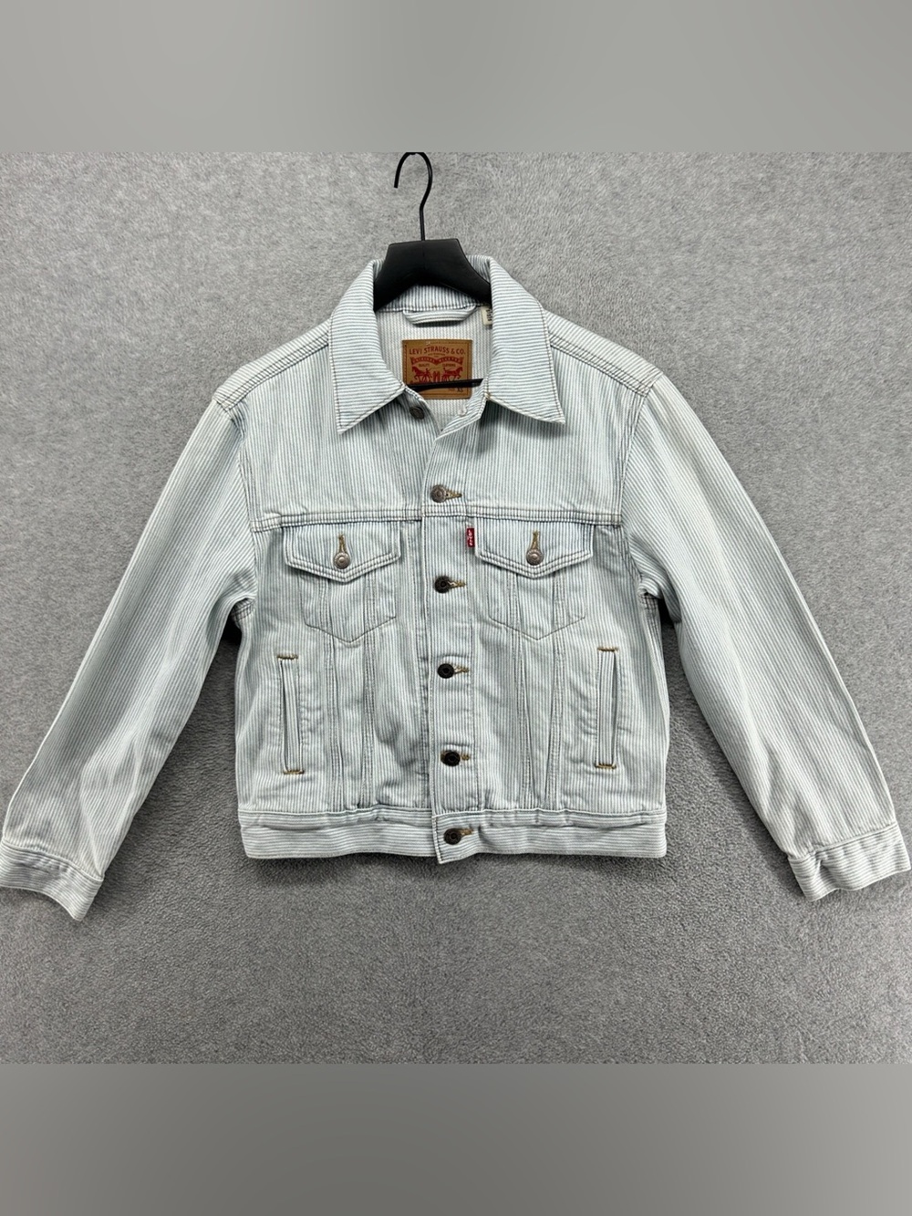 Levi's Light Blue Pinstripe Denim Trucker Jacket